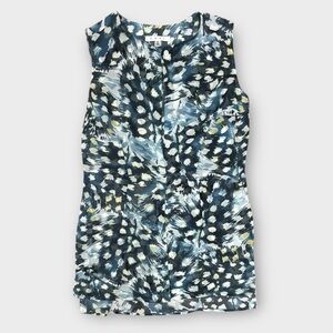 Cabi Avery Tunic Blue Feather Print Size Small